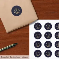 Legal Services Gold Scales of Justice Classic Round Sticker