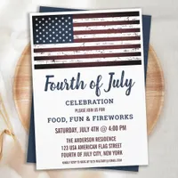 Grunge American Flag 4th Fourth of July Party Invitation
