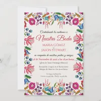 Colorful Floral Botanical Modern Spanish Wedding Invitation
