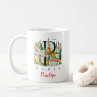 Paris France Monogram Letter P Personalized Gift Coffee Mug