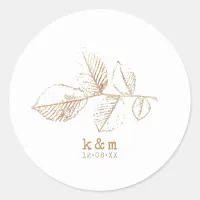 Golden Leaf Wedding ID655 Classic Round Sticker