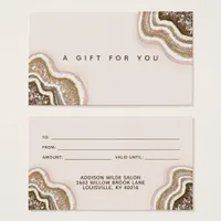 Champagne Gold Brown Glitter Agate Geode Gift Card