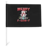 Retro Merry Christmas F-Caw-F Chicken  Car Flag