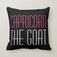 Capricorn The Goat Initial Pink White Black Zodiac Throw Pillow