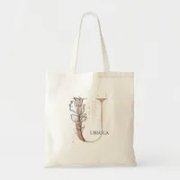 Monogram Initial Modern Letter U Boho Personalized Tote Bag