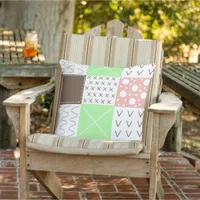 Brown, Burgundy, Green and Mauve Whimsical  Outdoor Pillow