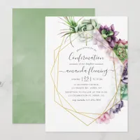 Watercolor Succulent Geometric Confirmation Invitation