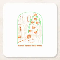 Tis The Season To Be Creepy Halloween Square Paper Coaster