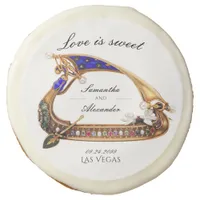 Venetian Gondola Black & White Engagement Wedding Sugar Cookie