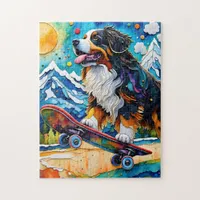 Skateboarding Bernese Mountain Dog Jigsaw Puzzle