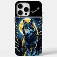 Wolf Howling to Bright Moon iPhone 16 Pro Max Case