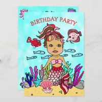 Ethnic Mermaid Under the Sea Birthday Party Invitation