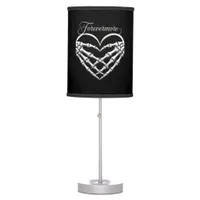 Forevermore Skeleton Hands Heart Gothic Romance Table Lamp