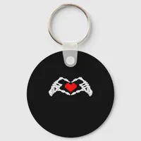 Skeleton Heart And Hands Meme Keychain