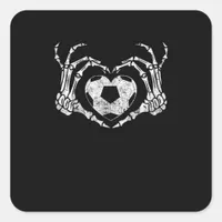 Soccer Heart Skeleton Hand Halloween Costume  Square Sticker