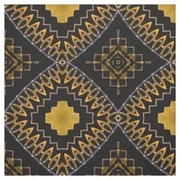 Oriental Bohemian Moroccan Black and Gold Pattern Fabric