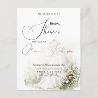 Watercolor Wedding Dress & Blush Garden Bridal  Enclosure Card