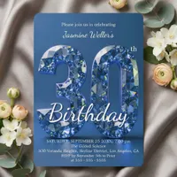 Glamorous Sapphire Blue Diamond 30th Birthday Invitation