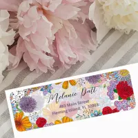 Orange Red Purple Garden Flowers Return Address Label