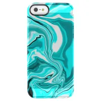 Teal, Turquoise and White Marble  Clear iPhone SE/5/5s Case