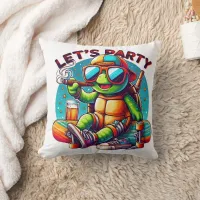 Skateboard chill vibes at turtle party throw pillow