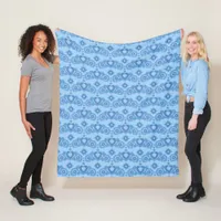 Celestial Love Stars Hearts Light Blue Fleece Blanket