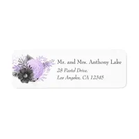 Pastel Lilac and Charcoal Floral Wedding Label