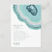 Agate Geode Glitter Wedding Details Teal ID647 Enclosure Card