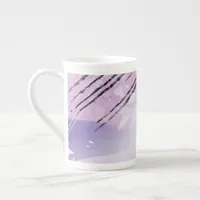 Trendy modern abstract floral bone china mug