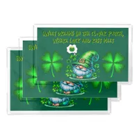 Cute St Patrick's Gnome Sleeping on hunter green | Acrylic Tray