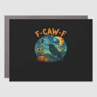 Crow Raven F-Caw-F Funny Halloween Gothic Checkere Car Magnet