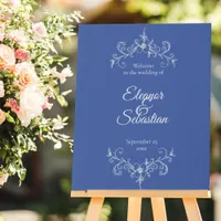 Elegant Vintage Romance Dusty Blue Wedding Welcome Faux Canvas Print