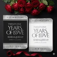 Elegant 25th Silver Wedding Anniversary Foil Vow Books