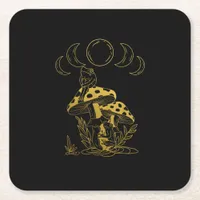 Aesthetic Goblincore And Cottagecore Mushroom Crea Square Paper Coaster