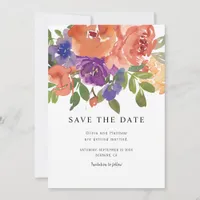 Modern Boho Coral Purple Wedding Save The Date