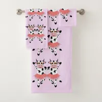 Cute and funny dancing cows    bath towel set