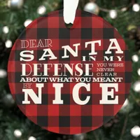 Dear Santa, Define Nice Funny Acrylic Christmas Ornament