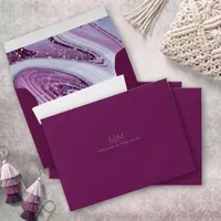 Abstract Glitter Strata Wedding Dk Plum ID903 Envelope