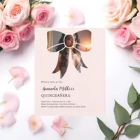 Photo bow cream Quinceanera invitation