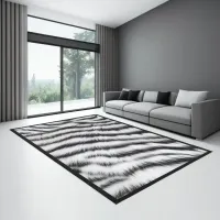 White Tiger Stripes Print | Rug