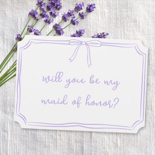 Handwritten Coquette Bow Maid of Honor Proposal Invitation