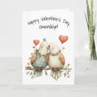 Cute Love Birds with Hearts Happy Valentine's Day Card