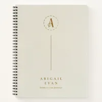 Modern Minimalist Monogram Gold and cream Spiral Notebook