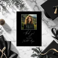 Photo Collage Elegant Black and White Graduation Thank You Card