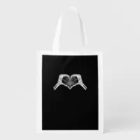 Skeleton Heart Hands Spiderweb Halloween Spooky Wo Grocery Bag