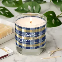 Blue Gold Christmas Pattern#7 ID1009 Scented Candle