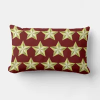 Gold Stars on Red Lumbar Pillow