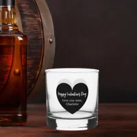 Black white heart Valentine's Day Whiskey Glass