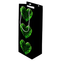 Goth St. Patrick's Day Green Heart Box Wine Gift Bag