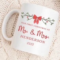 First Christmas Mr. & Mrs. Custom Newlywed Holiday Coffee Mug